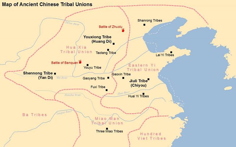 Mapa kmenů a kmenových svazů ve starověké Číně
