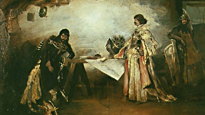 Obraz Jiřího z Poděbrad a Matyáše Korvína od Mikoláše Alše