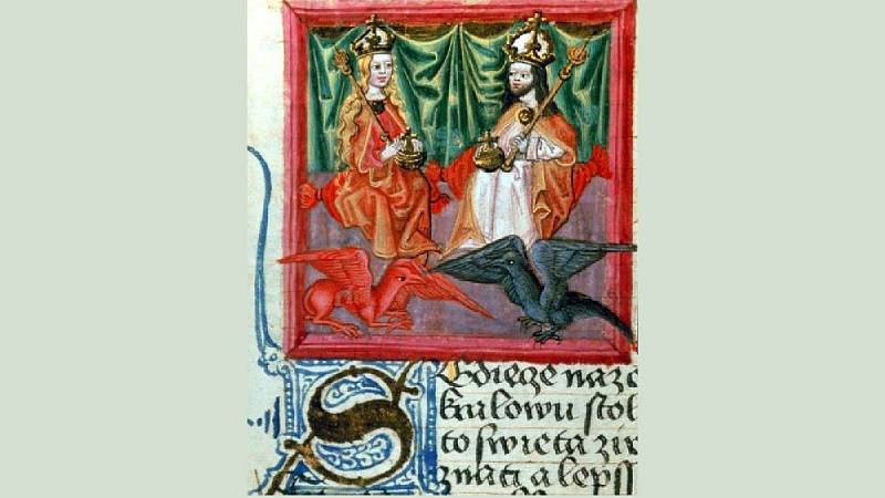 Český král a římský císař Karel IV. a jeho první manželka Blanka z Valois