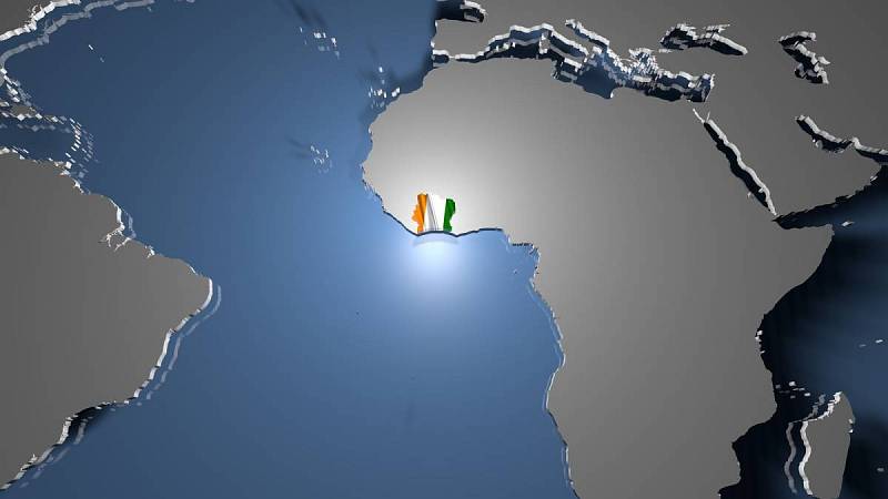 Pobřeží slonoviny na mapě Afriky