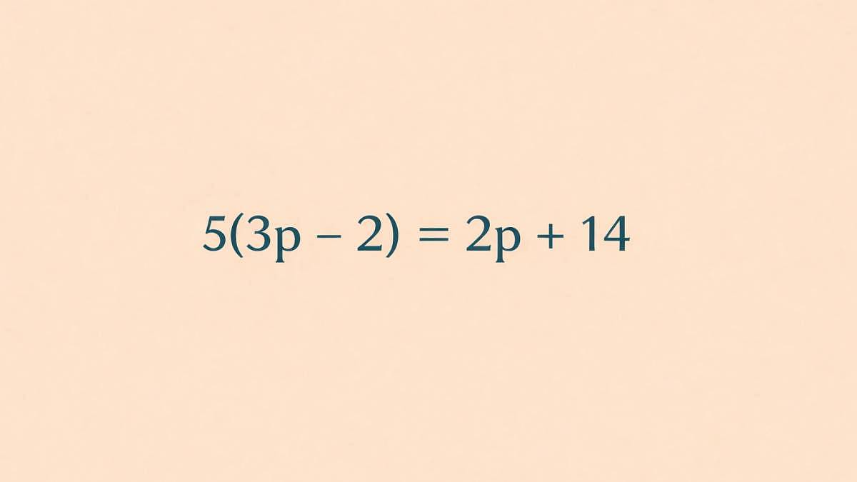 Jednoduchá rovnice s neznámou p: 5(3p - 2) = 2p + 14 Zvládnete ji do minuty?