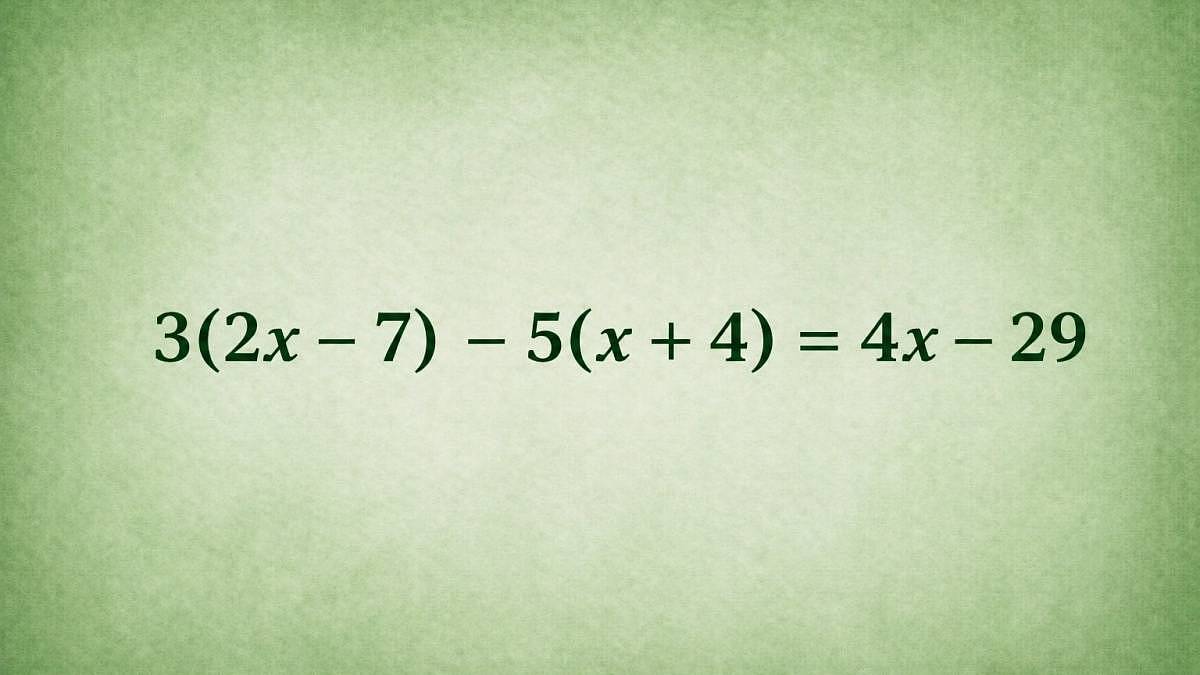 3(2x - 7) - 5(x + 4) = 4x - 29: Zastavte se na pět minut a vzpomeňte si, jak tyhle rovnice počítají