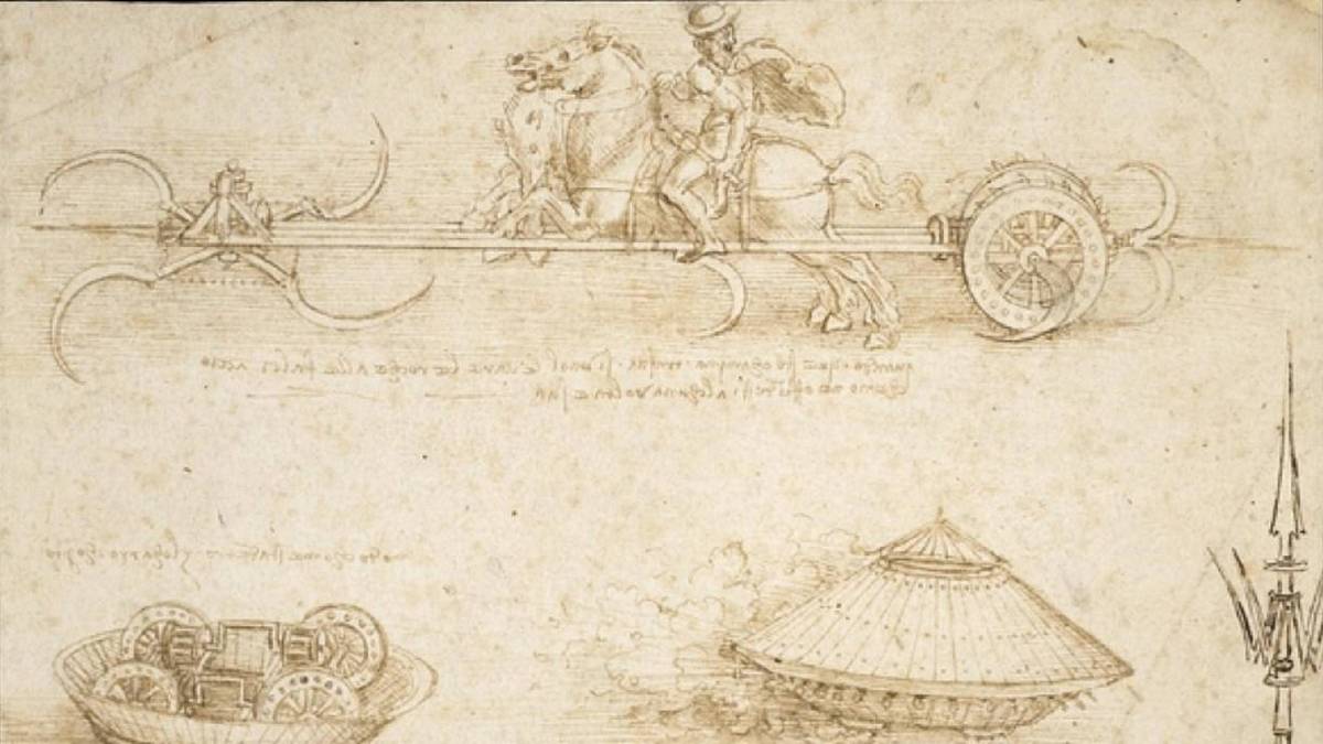 Leonardo da Vinci navrhoval i válečné zbraně. Podívejte se, jak mohl vypadat třeba tank
