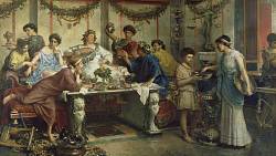 Hostiny a žranice ve starém Římě. Zlato a drahokamy byly součástí receptů