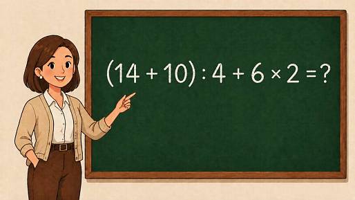 Pamatujete si ještě, jak správně spočítat (14 + 10) : 4 + 6 × 2? Zkuste si to