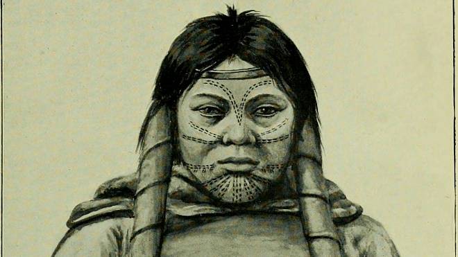 Inuitské tradiční tetování: Při prošívání lidské kůže šlachou a směsí tuhy a moči tatérky vylizovaly krev přímo z ran